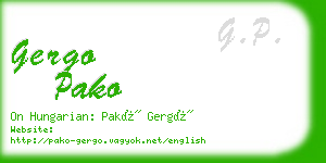 gergo pako business card